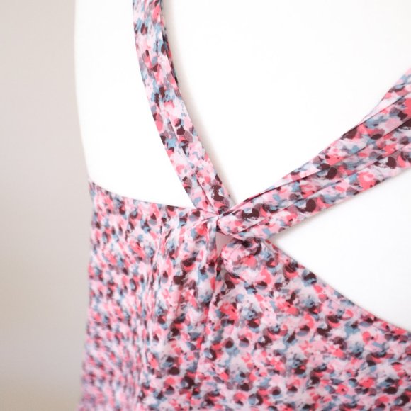 J. Crew Pink Blue Print Tank Cross Strap Back 00 - Picture 4 of 4